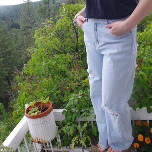 H& M Stone Washed Wide Leg Jeans